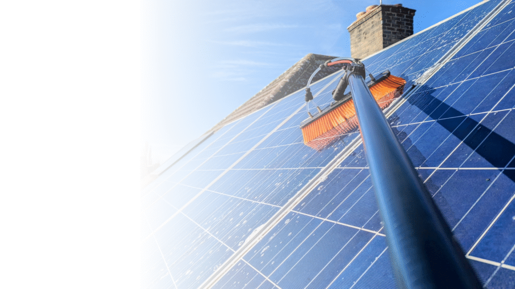 An image of a water-fed pole cleaning a solar panel