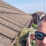 An image of Clogged Gutters with weeds growing on gutters